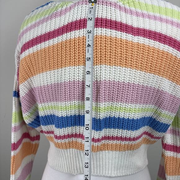 Jessica Simpson Rainbow Cropped Button Front Cardigan M - Picture 5 of 14